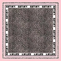 Pañuelo de seda cuadrado con estampado de leopardo y borde rosa con letras SATINY - 90x90cm / Rosa