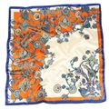 90x90cm satin square scarf with vintage orange and blue paisley print and silk finish - Orange and Blue Paisley (#4)