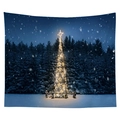 Nordic Christmas tree tapestry with glowing lights and starry winter forest pattern - 130x150 / Christmas Forest with Lights (CGT048-14)