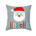 Weihnachtskissenhülle mit Weihnachtsmann-Motiv und HO HO HO-Schriftzug auf Grau - Color Block Schriftdesign (TPR292-14) / 45x45cm