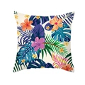 Kissenbezug aus Pfirsichhaut mit tropischen Blättern und Blumenmuster Aufdruck - Bunte Tropische Blumen (TPR337-3)