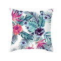 Kissenbezug aus Pfirsichhaut mit tropischem Blumen- und Palmenprint auf Weiß - Hibiskus und Palmenblätter (TPR337-4)
