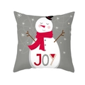 Weihnachts-Kissenbezug in Grau mit Schneemann-Motiv und dekorativem JOY-Schriftzug - JOY Schneemann (TPR292-15) / 45x45cm