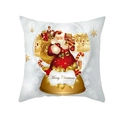 Golden Santa Claus Christmas cushion cover with Merry Christmas snow globe design - 45x45cm (No Insert) / Santa And Golden Village Snow (TPR322-9)