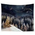 Nordic Christmas tapestry featuring a snowy forest and illuminated Christmas tree design - 130x150 / Glowing Christmas Tree Forest (CGT048-19)