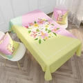 Waterdicht katoenen linnen tafelkleed met plumeria-print en bijpassende kussens - 40*70cm / Roze Geel Plumeria (ZB006-2)