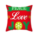 Roter Weihnachts-Kissenbezug mit PEACE, LOVE, JOY Schriftzug und Schneeflocken-Design - Rot Grün Weiß Wortschatz (TPR292-23) / 45x45cm