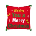 Weihnachtskissenbezug in festlichem Rot mit Merry Christmas Text und Elchmotiven - Roter englischer Segen (TPR292-24) / 45x45cm
