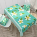 Waterdicht linnen tafelkleed en kussenslopen set met mint frangipani bloemen - 40*70cm / Muntgroen Plumeria (ZB006-4)