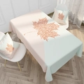 Pink and mint green tablecloth set with rose gold maple leaf and matching pillows - Pink Green Maple Leaf (ZB006-6)