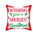 Weihnachts-Kissenbezug aus Pfirsichhaut mit Stechpalmenblättern und Schriftzug - Roter grüner Segensrand (TPR292-27) / 45x45cm