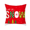 Roter Kissenbezug mit Let it Snow Schriftzug und grünen Tannen für die Weihnachtszeit - Rote SCHNEE-Kunst (TPR292-28) / 45x45cm