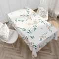 Linen rectangular tablecloth and matching cushion set with elegant lily floral patterns - Fresh Lily Floral (ZB006-10)