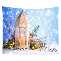 Christmas tapestry featuring a warm glowing metal lantern with festive pine needles - Ice Blue Festive Lantern Style (CGT049-1) / Sanded Style (95x73)