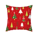 Roter Weihnachts-Kissenbezug mit festlichen Baum-Mustern aus weichem Pfirsichhaut-Stoff - Roter Weihnachtsbaumwald (TPR292-29) / 45x45cm