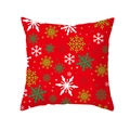 Roter Weihnachts-Kissenbezug mit weißen und grünen Schneeflocken aus Pfirsichhaut - Roter Schneeflocken-Allover-Druck (TPR292-30) / 45x45cm