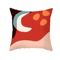 Nordic abstract geometric cushion cover in vibrant red peach skin velvet fabric - Red Orange Blue Dots Lines Abstract Geometric(TPR320-2)