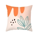 Modern abstract peach skin pillowcase with orange shapes and teal botanical lines - Orange Pink Cyan Botanical Dots Abstract(TPR320-3)