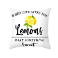 White square cushion cover with yellow lemon watercolor print and sweet quote design - Inspirational Quote Lemon Style (TPR296-1)