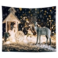 Christmas wall tapestry with reindeer and snowy landscape for room decor - Winter Reindeer Snow Scene Style (CGT049-4) / Sanded Style (95x73)