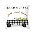 Nordic yellow lemon and buffalo plaid truck print square cushion cover in white - Vintage Farm Truck Lemon Style (TPR296-3)