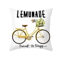Nordic pillow cover with yellow bicycle and lemonade lemon print on white background - Lemonade Bicycle Style (TPR296-4)