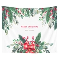 Christmas tapestry with red plaid bow and green pine needle leaves on white fabric - Bowknot Festive Wishes Style (CGT049-7) / Sanded Style (95x73)