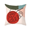 Abstract monstera leaf pillow cover with red and green color blocks on white background - Red Circle Monstera Leaf Abstract(TPR320-8)