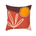 Abstract Nordic pillow cover with sunset terracotta leaf design in peach skin fabric - Sunset Red Sun Botanical Bohemian(TPR320-9)