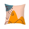 Abstract Morandi peach skin pillowcase with Nordic leaf and mountain pattern - Blue Leaves Orange Mountains Art(TPR320-10)