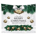 White Christmas wall tapestry featuring green pine branches and golden ornaments - 松枝铃铛款式(CGT049-9) / Sanded Style (95x73)