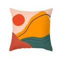 Modern abstract cushion cover with red sun and mountain landscape in Morandi colors - Red Sun Orange Mountains Landscape(TPR320-11)