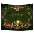 Dark green Christmas tapestry with golden bells and festive holiday ornaments - 蜡烛礼品款式(CGT049-10) / Sanded Style (95x73)