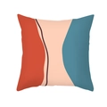 Modern abstract geometric pillow cover with peach skin texture and Morandi color blocks - Orange Red Cyan Blue Geometric Curves(TPR320-12)