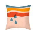 Nordic abstract Morandi cushion cover with blue and orange stripes on peach skin fabric - Blue Orange Red Abstract Stripes Drops(TPR320-13)