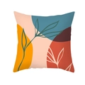 Bohemian abstract cushion cover with leaf patterns and geometric shapes on white background - Boho Leaf Geometric Color Blocks(TPR320-16)