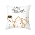 Weiße Weihnachtskissenhülle mit Merry Christmas Schriftzug und festlichen Cartoon-Motiven - Weihnachtsbaum und Lebkuchenmann (TPR305-2)
