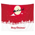Christmas tapestry with Santa reindeer sleigh silhouette and red Merry Christmas text - Santa Sleigh Moon Night Style (CGT049-18) / Sanded Style (95x73cm)