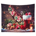 Christmas tapestry with rustic wood background, advent socks, and red holiday boots - Christmas Boots and Socks Style (CGT049-19) / Sanded Style (95x73cm)