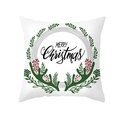 White Christmas pillowcase featuring green leaves and Merry Christmas text print - Grey Art Circle and Leaves (TPR305-9)