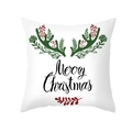 Christmas cushion cover with reindeer antlers, berries, and Merry Christmas print - Reindeer Antlers and Berries (TPR305-11)