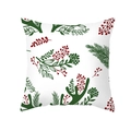 Christmas pillow cover featuring red berries and green reindeer antlers on white background - Full Reindeer and Evergreen Print (TPR305-12)