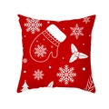 Red Christmas pillow cover with white snowflake and holiday glove prints for sofa - Red Base Snowflakes and Gloves (TPR305-13)