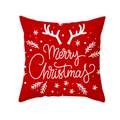 Red Christmas pillowcase with white Merry Christmas text and festive reindeer antlers - Red Base Antler Typography (TPR305-14)