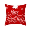 Red square Christmas pillowcase with white Merry Christmas text and snowflake patterns - Red Base Handwritten Greetings (TPR305-16)