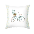 Weißer quadratischer Kissenbezug mit Aquarell-Fahrrad und gelbem Fruchtmuster-Druck - Fahrrad Blumenkorb Stil (TPR296-30)