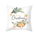 White Christmas pillow cover with watercolor wreath design and Merry Christmas text - Watercolor Wreath and Gold Stars (TPR305-19)