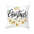 White Christmas pillow case featuring golden ornaments and Merry Christmas typography - Gold Ornaments and Art Lines (TPR305-21)