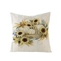 Square Thanksgiving pillow cover with autumn sunflower and white pumpkin harvest print - Sunflower and White Pumpkin Basket (JYM107-3)
