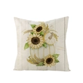 Polyester pumpkin and sunflower harvest pattern throw pillow cover for autumn home decor - Sunflower and White Pumpkin Wood Grain (JYM107-4)